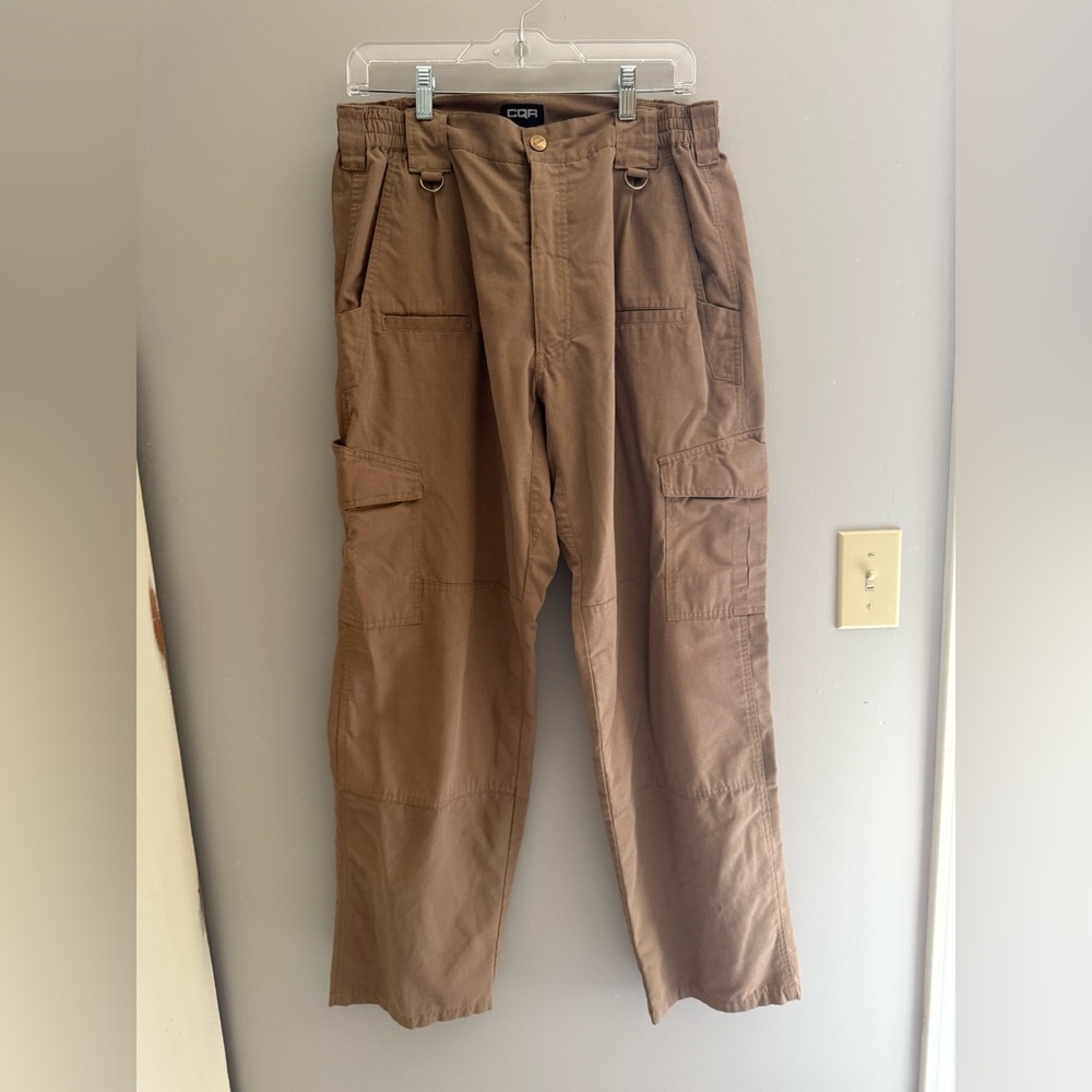 CQR Tactical Pants Mens SZ 34W/32L Coyote Ripstop Cargo Uniform Pockets Workwear